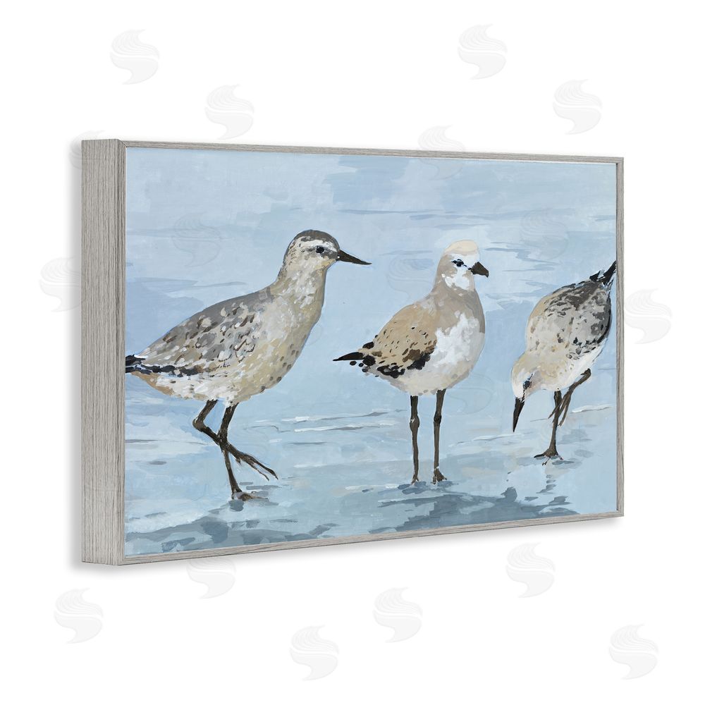 Sundance Graphics Sandpipers Beach Coastal Scene Gray Framed Giclee Wall Art Print