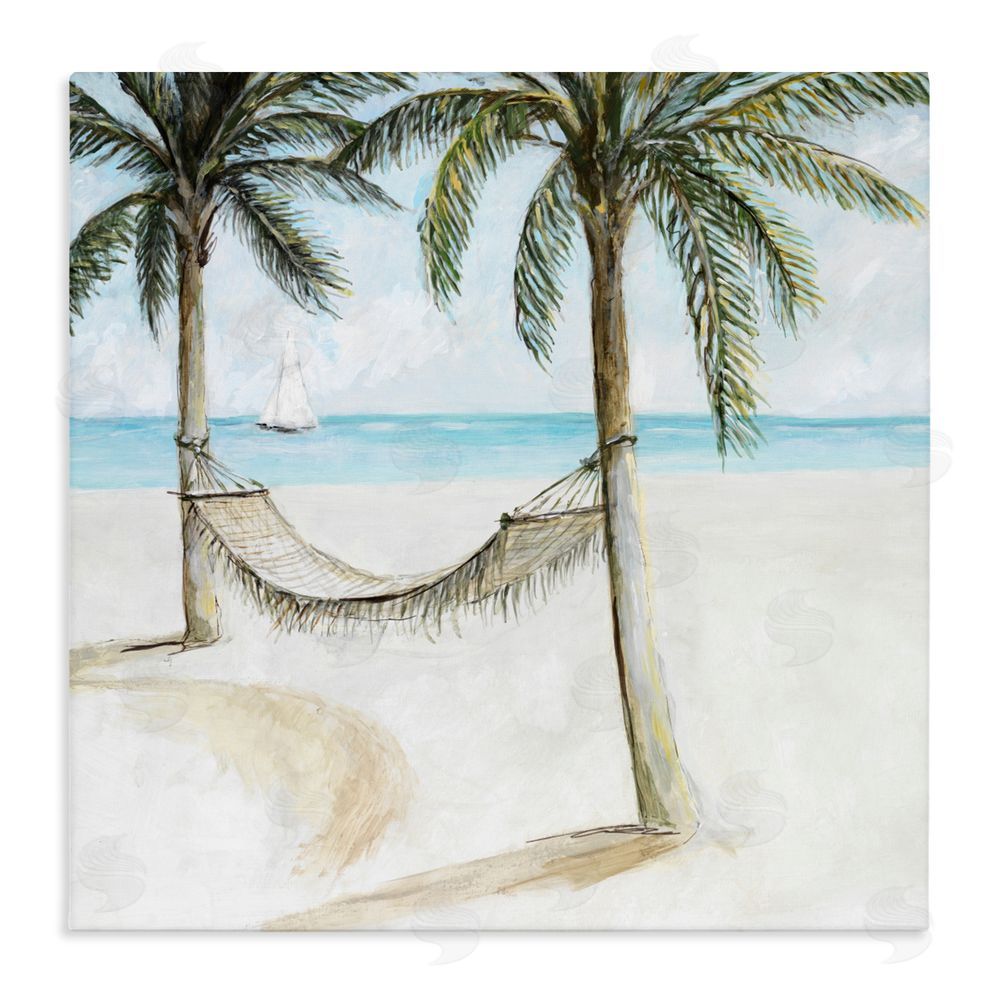 Sundance Graphics Beach Hammock Coastal Scene Canvas Wall Art Print