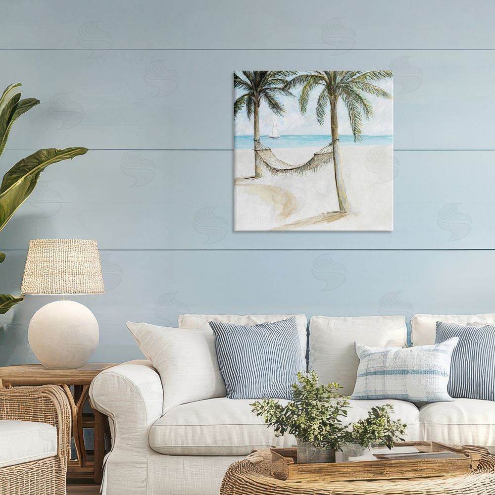 Sundance Graphics Beach Hammock Coastal Scene Canvas Wall Art Print in Room