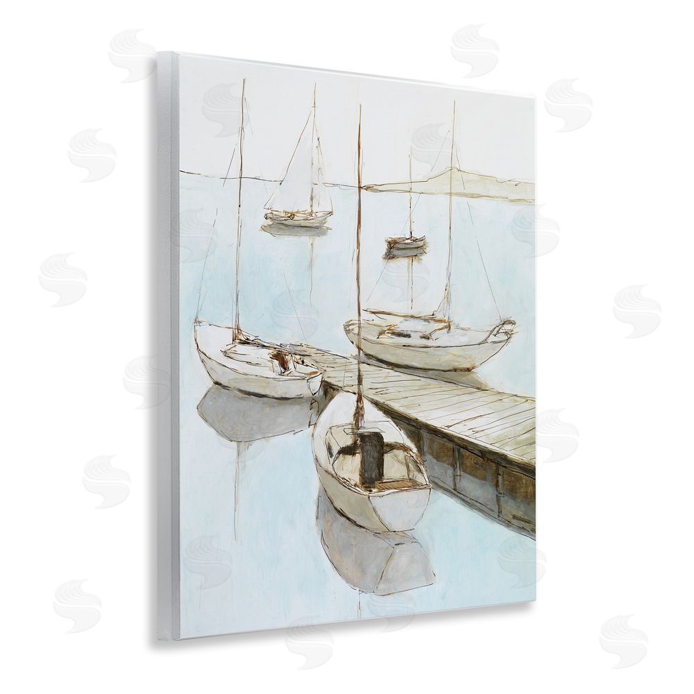 Sundance Graphics Docked Sails Coastal Scene Wall Plaque Printed Art