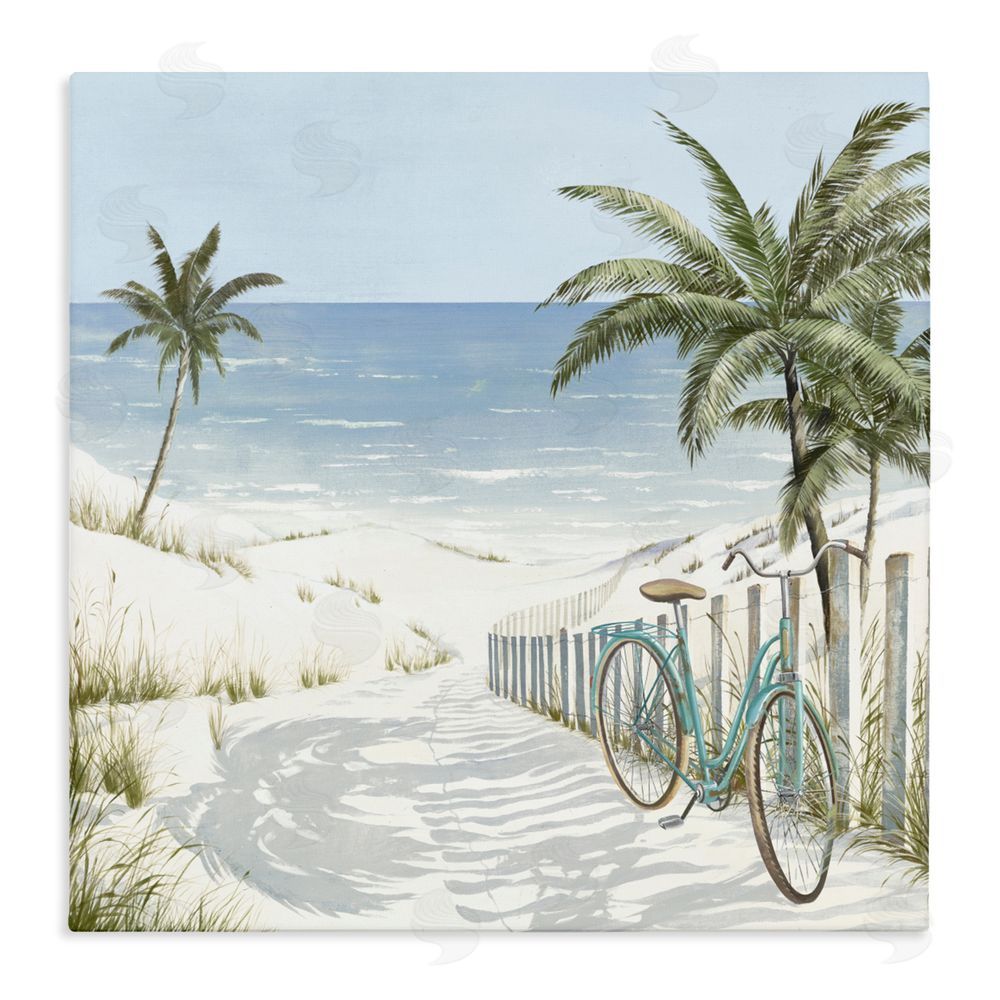 Sundance Graphics Beach Bike Coastal Scene Canvas Wall Art Print