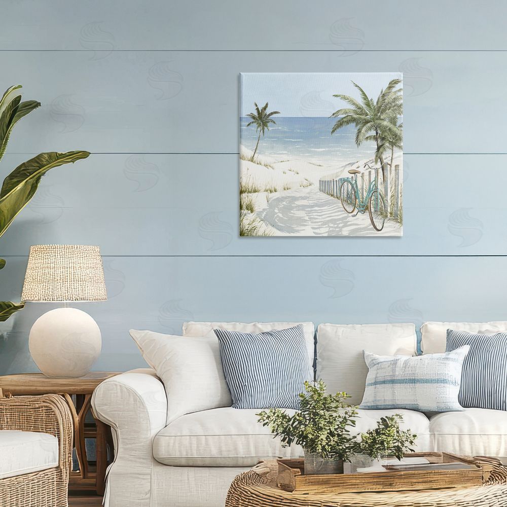 Sundance Graphics Beach Bike Coastal Scene Canvas Wall Art Print in Room