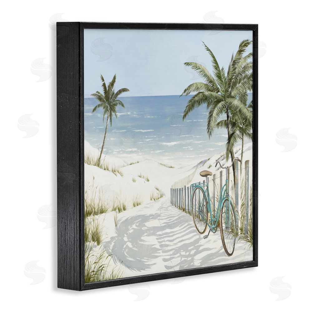 Sundance Graphics Beach Bike Coastal Scene Black Framed Giclee Wall Art Print