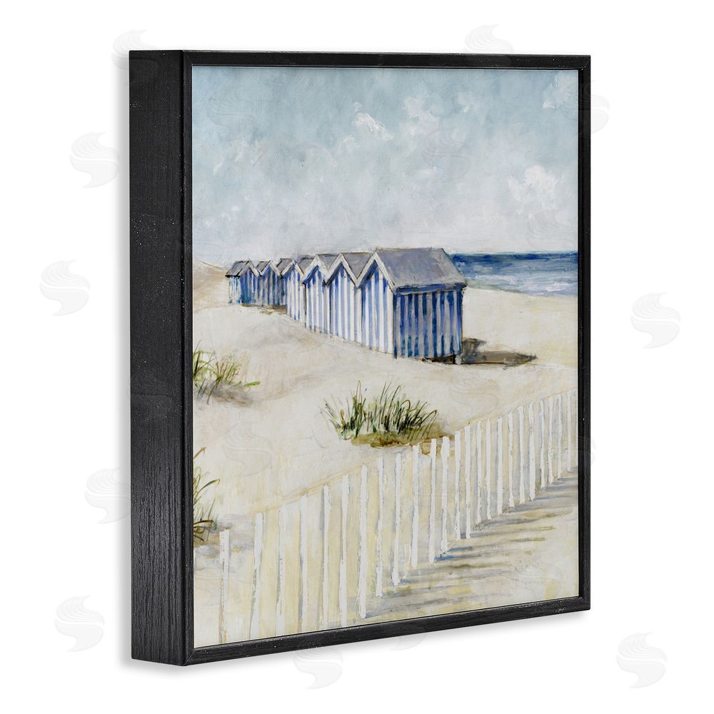 Sundance Graphics Vintage Coastline Nautical Shacks Black Framed Giclee Wall Art Print