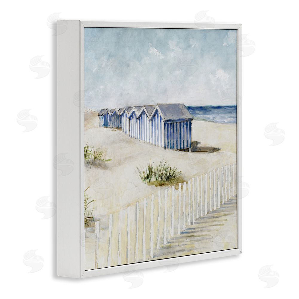 Sundance Graphics Vintage Coastline Nautical Shacks White Framed Giclee Wall Art Print