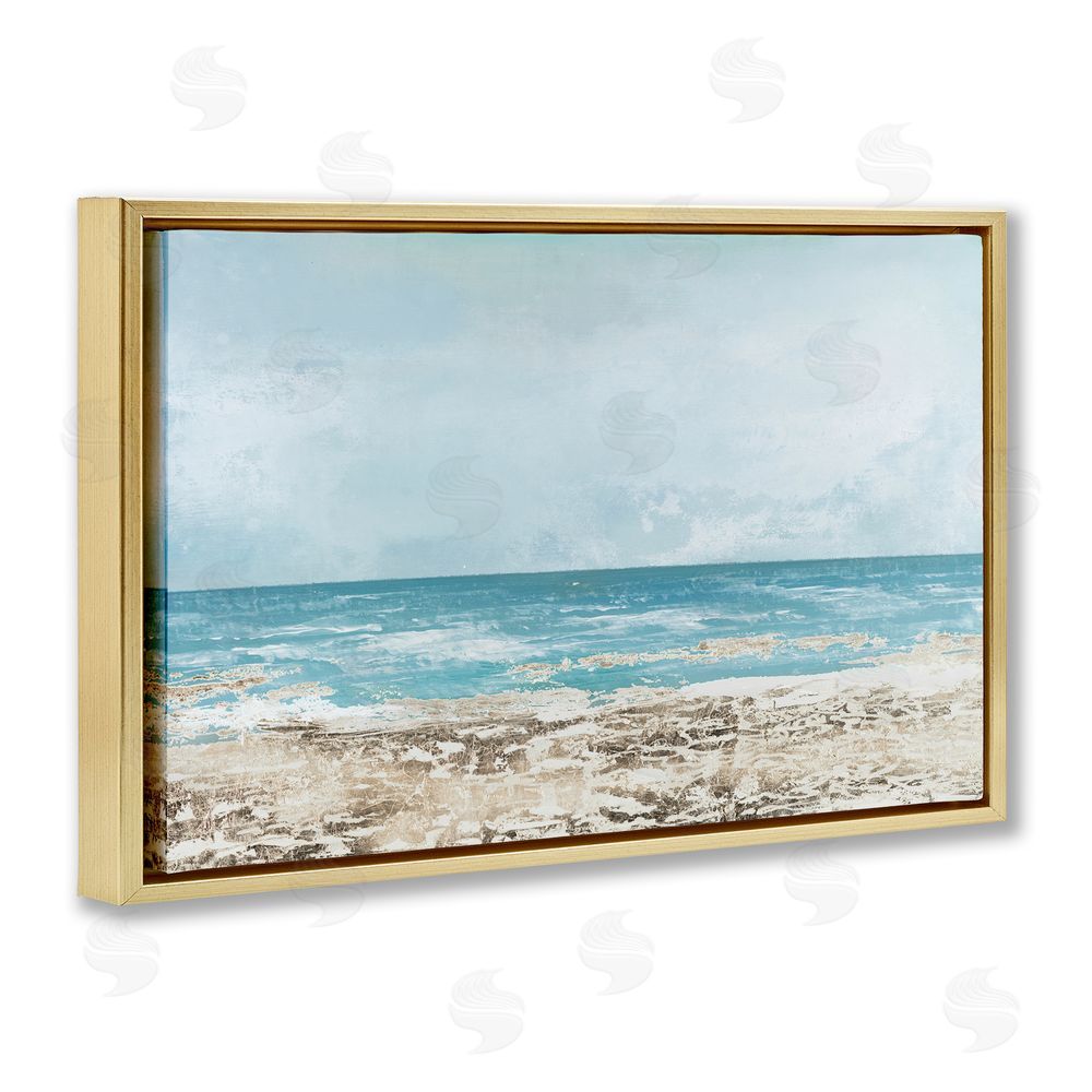 Sundance Graphics Peaceful Mood Coastal Scene Gold Floating Frame Canvas Wall Art Print