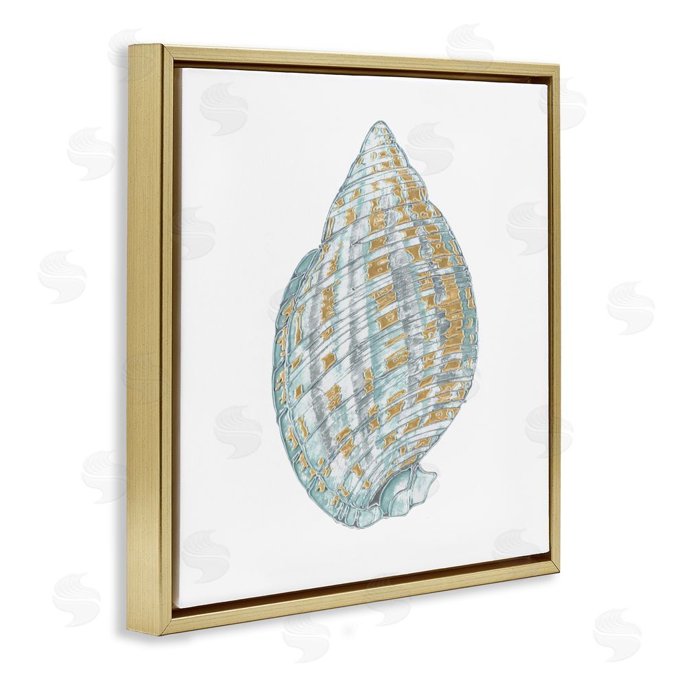 Sundance Graphics Regal Shells Spiral Gold Floating Frame Canvas Wall Art Print