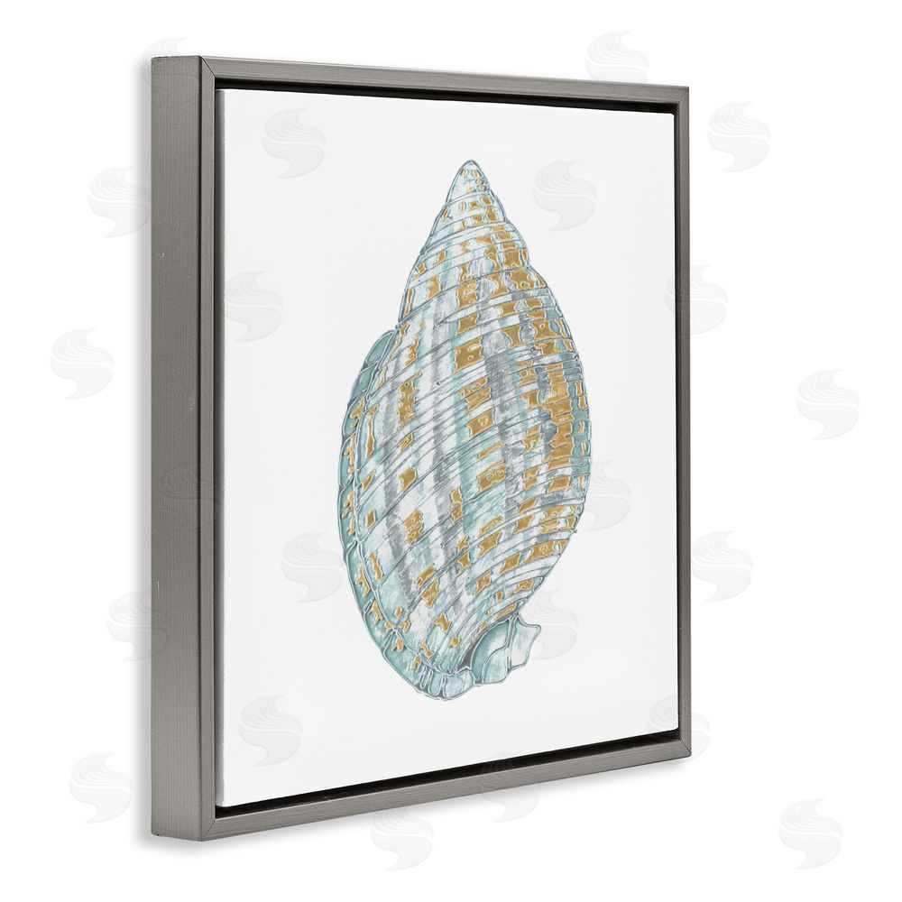 Sundance Graphics Regal Shells Spiral Gray Floating Frame Canvas Wall Art Print