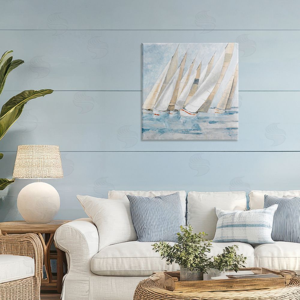 Sundance Graphics Sailboat Regatta Coastal Scene Canvas Wall Art Print in Room