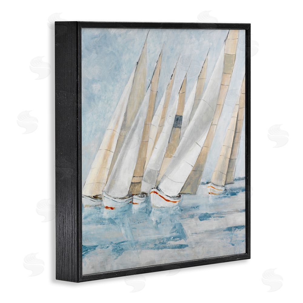 Sundance Graphics Sailboat Regatta Coastal Scene Black Framed Giclee Wall Art Print