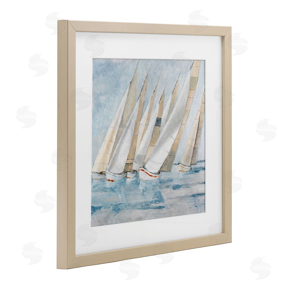 Sundance Graphics Sailboat Regatta Coastal Scene Birch Framed Print Under Glass Wall Art