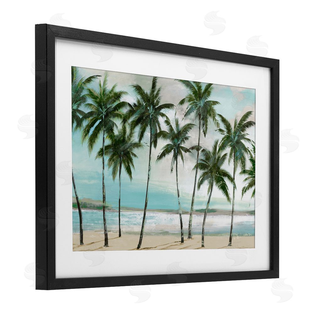 Sundance Graphics Palms in A Row Coastal Black Framed Print Under Glass Wall Art