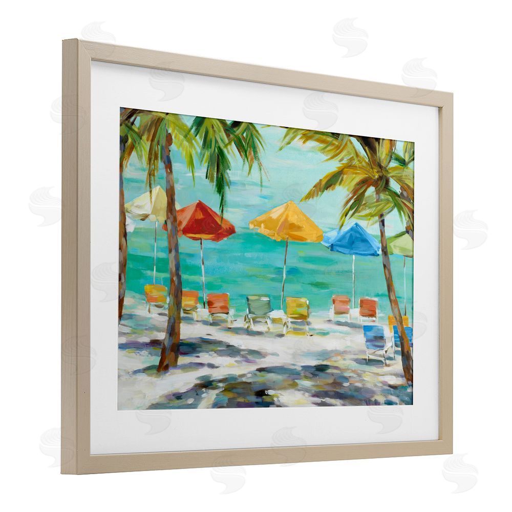 Sundance Graphics Umbrellas Under the Palms Birch Framed Print Under Glass Wall Art