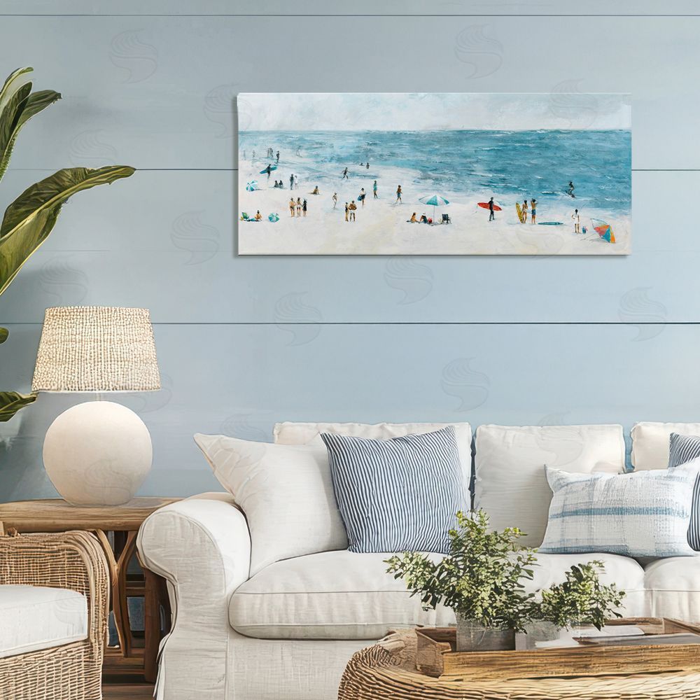 Sundance Graphics Busy Beach Coastal Scene Canvas Wall Art Print in Room
