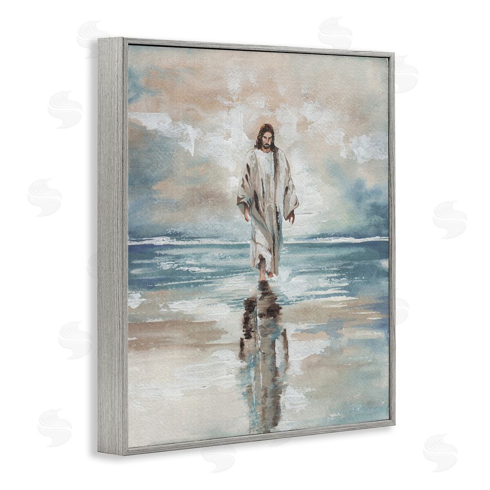 Sundance Graphics Jesus on Water Gray Framed Giclee Wall Art Print