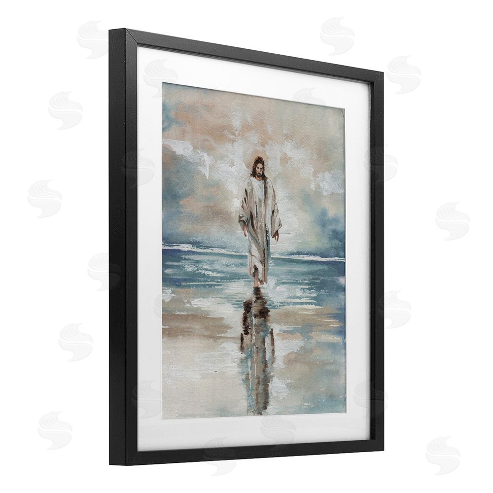 Sundance Graphics Jesus on Water Black Framed Print Under Glass Wall Art