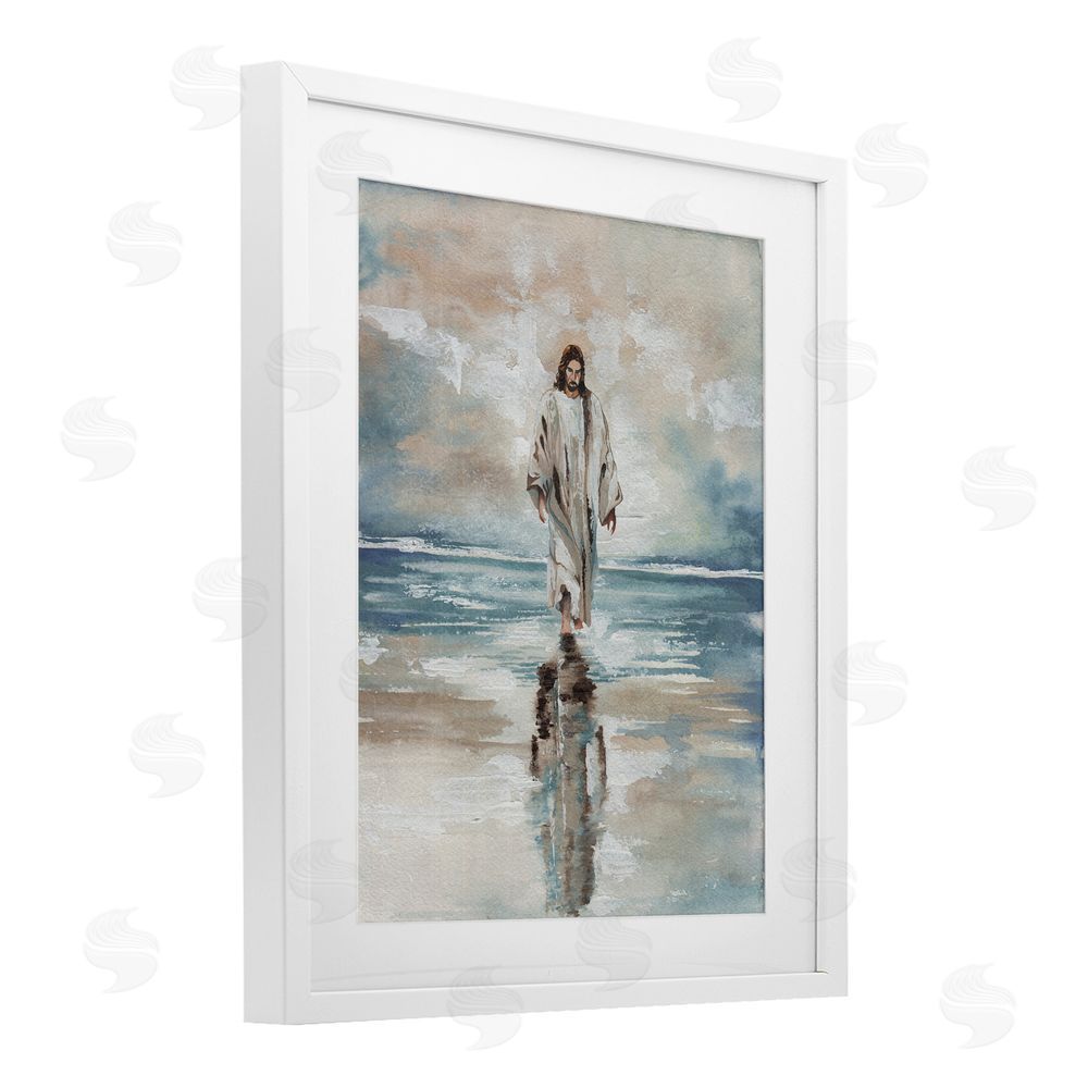 Sundance Graphics Jesus on Water White Framed Print Under Glass Wall Art