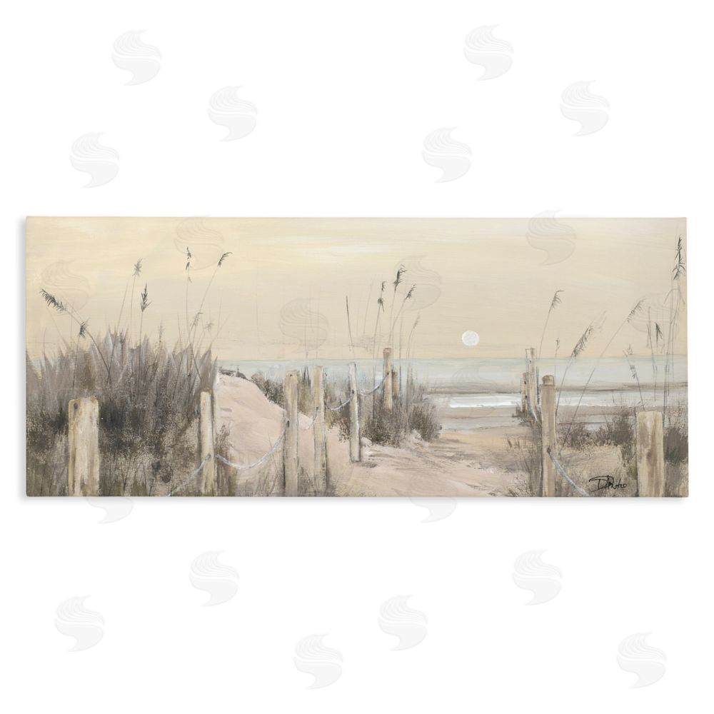 Sundance Graphics White Moon Over Ocean Canvas Wall Art Print