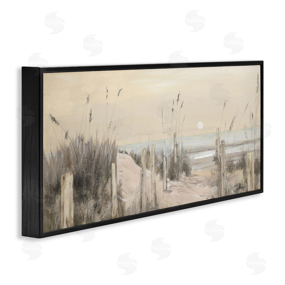 Sundance Graphics White Moon Over Ocean Black Framed Giclee Wall Art Print