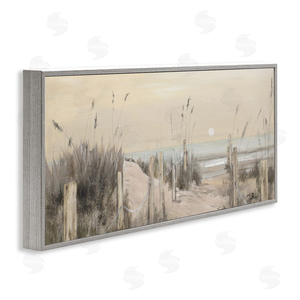 Sundance Graphics White Moon Over Ocean Gray Framed Giclee Wall Art Print