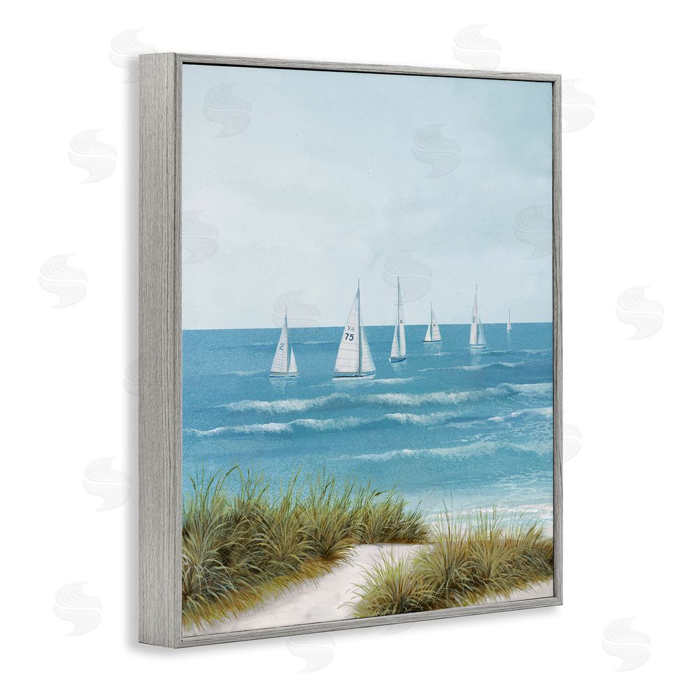 Sundance Graphics Sail Away Beach Seascape Gray Framed Giclee Wall Art Print