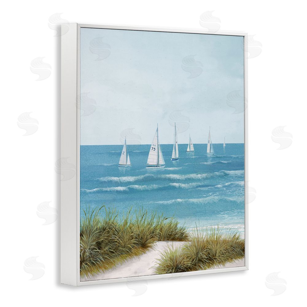 Sundance Graphics Sail Away Beach Seascape White Framed Giclee Wall Art Print