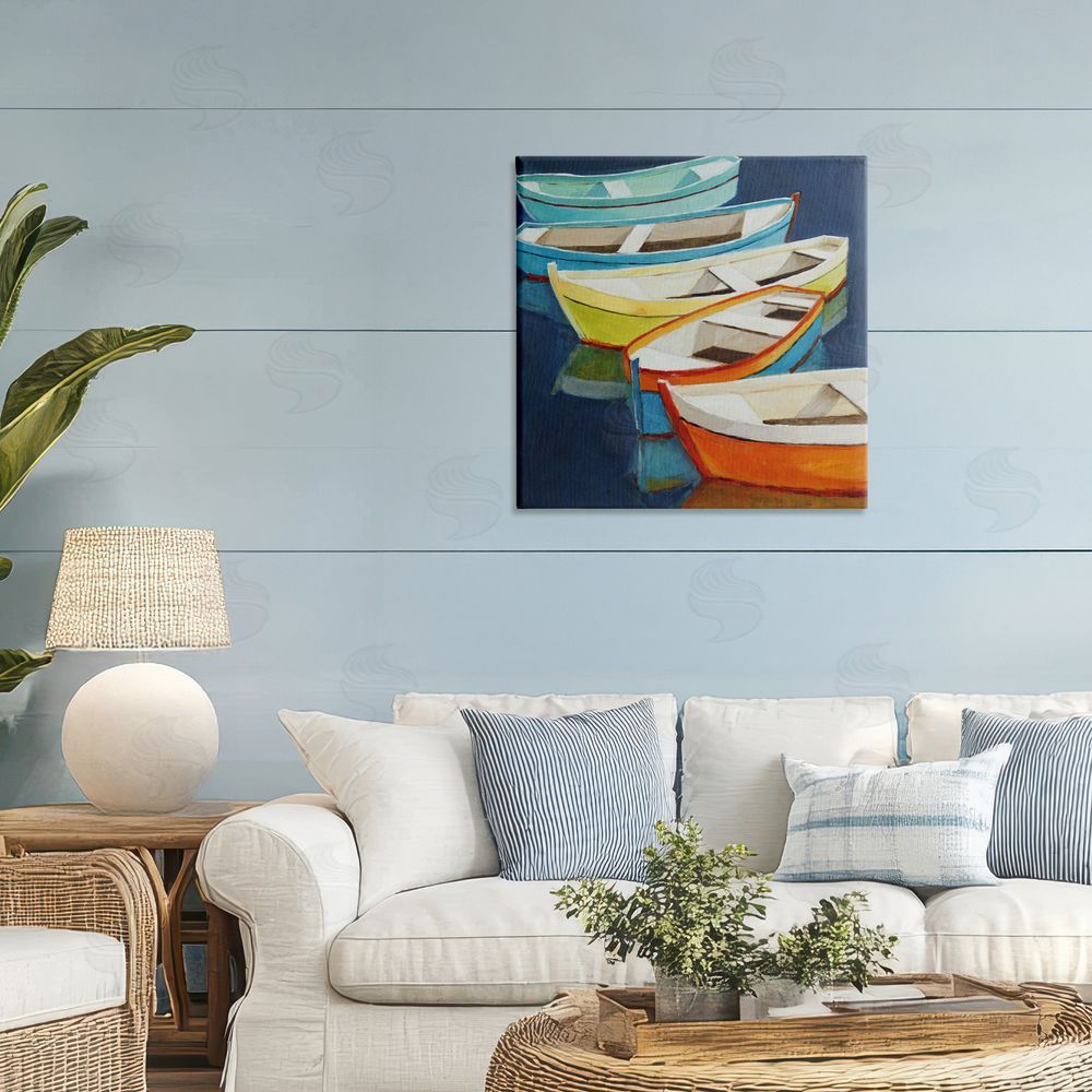 Sundance Graphics Serene Rowboats in Summer Canvas Wall Art Print in Room