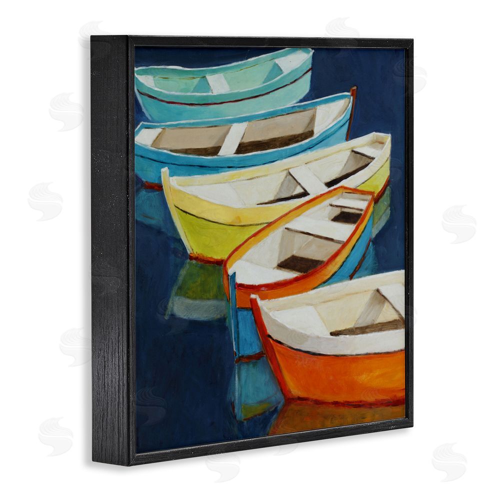 Sundance Graphics Serene Rowboats in Summer Black Framed Giclee Wall Art Print