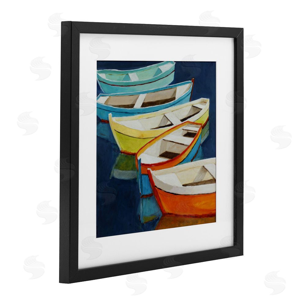 Sundance Graphics Serene Rowboats in Summer Black Framed Print Under Glass Wall Art