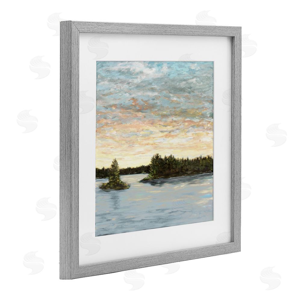 Sundance Graphics Lake Shore at Sundown Gray Framed Print Under Glass Wall Art