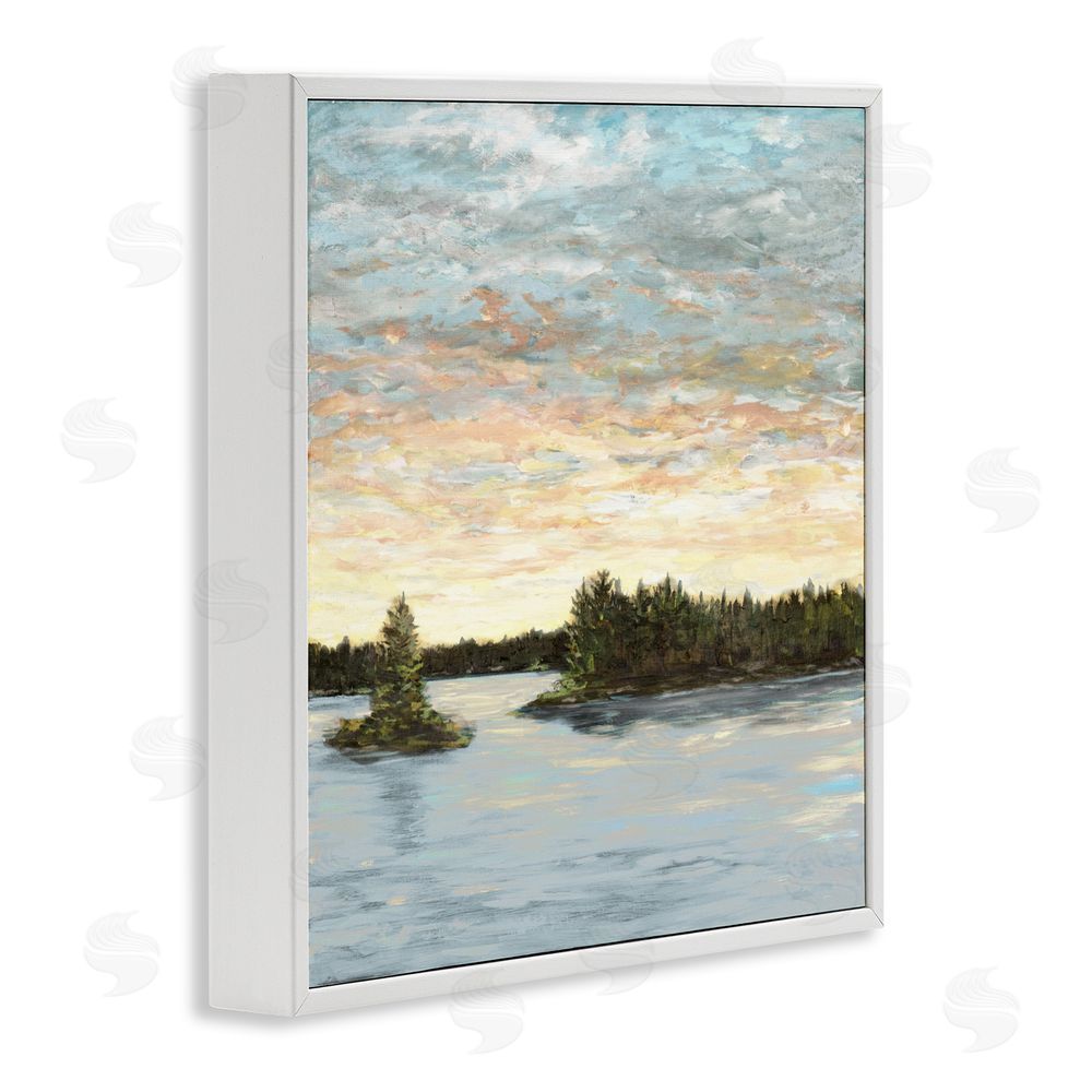 Sundance Graphics Lake Shore at Sundown White Framed Giclee Wall Art Print