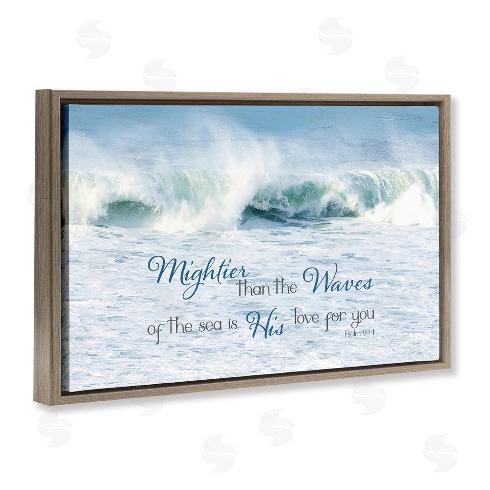 Sundance Graphics Mightier Than The Waves Brown Floating Frame Canvas Wall Art Print