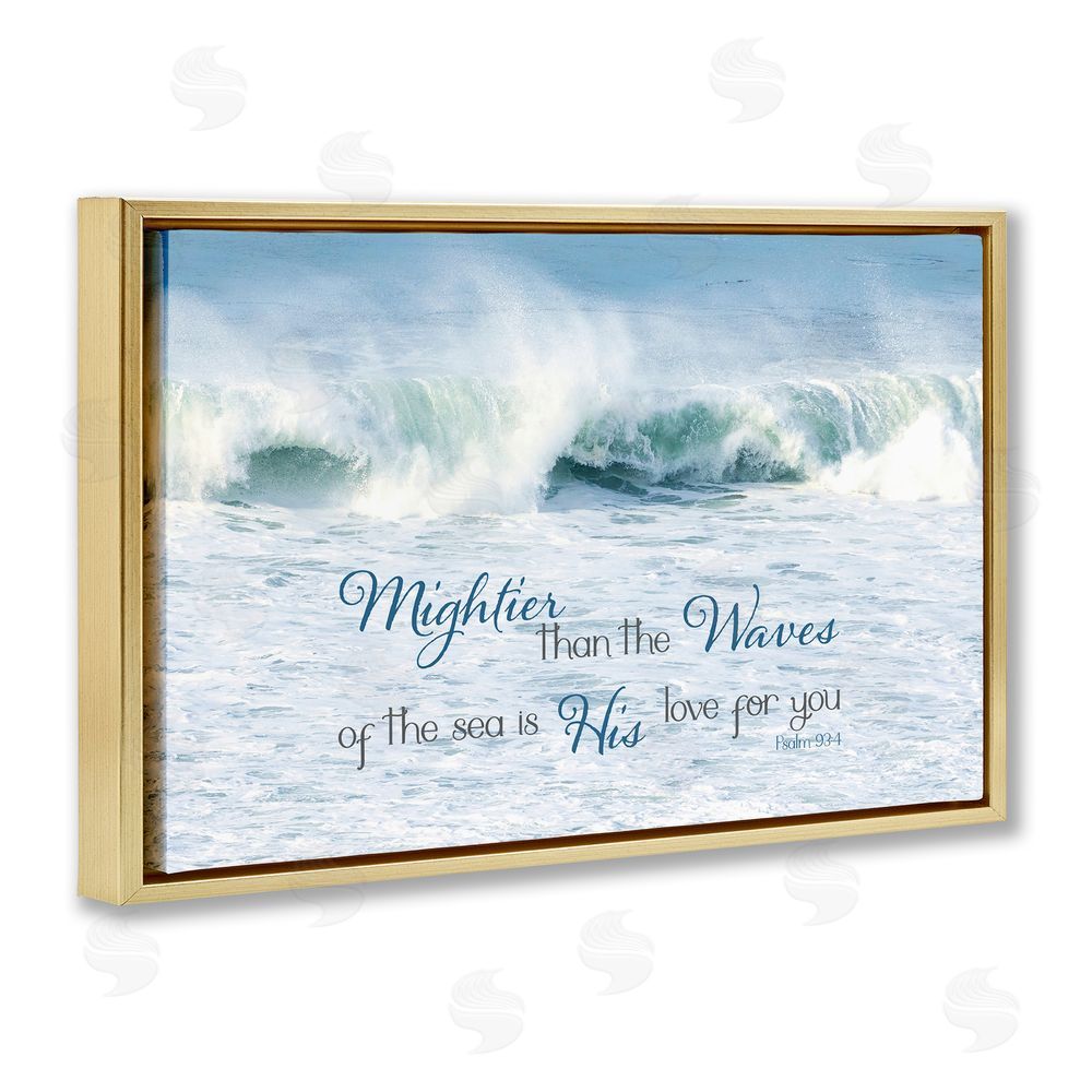 Sundance Graphics Mightier Than The Waves Gold Floating Frame Canvas Wall Art Print