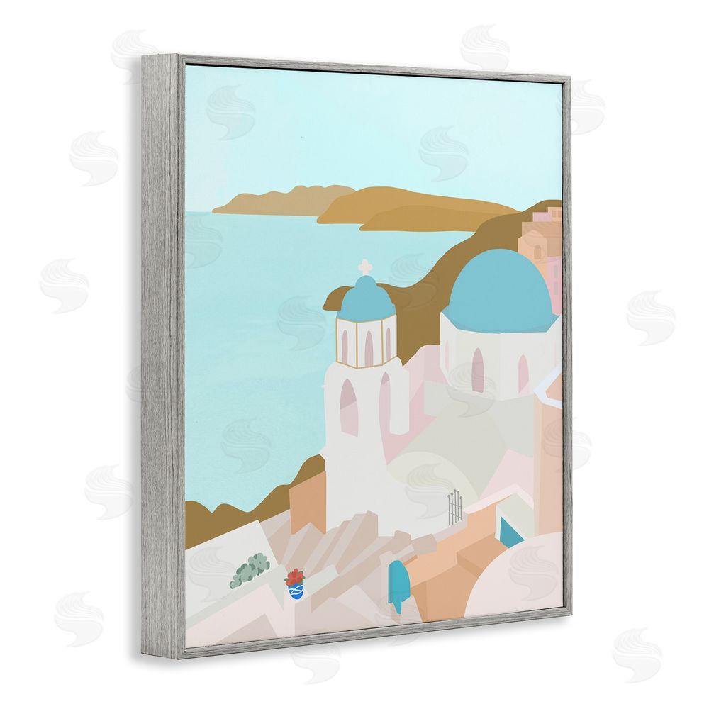 Sundance Graphics Coastal Santorini Vibes Gray Framed Giclee Wall Art Print