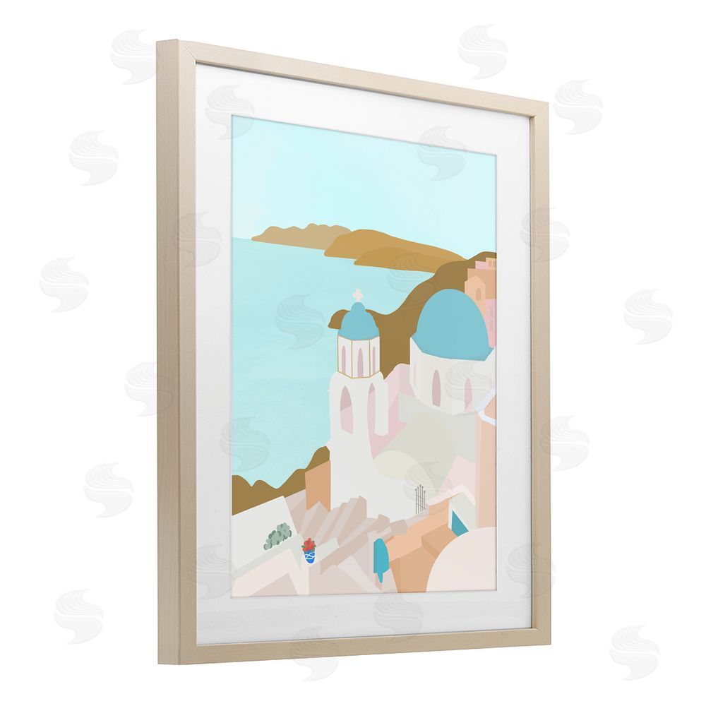 Sundance Graphics Coastal Santorini Vibes Birch Framed Print Under Glass Wall Art