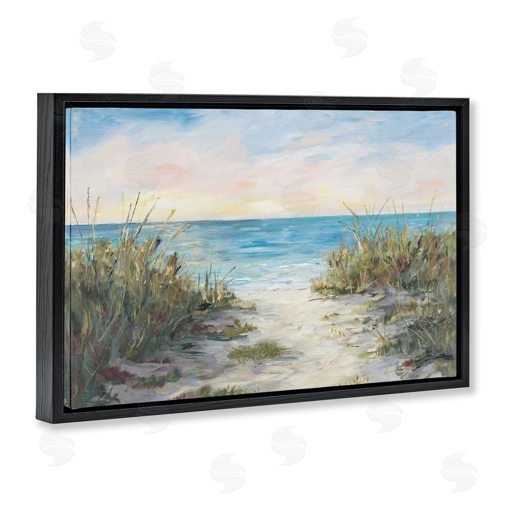 Sundance Graphics Walk To The Beach Black Floating Frame Canvas Wall Art Print
