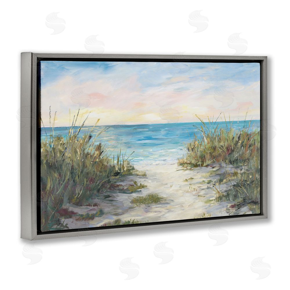 Sundance Graphics Walk To The Beach Gray Floating Frame Canvas Wall Art Print