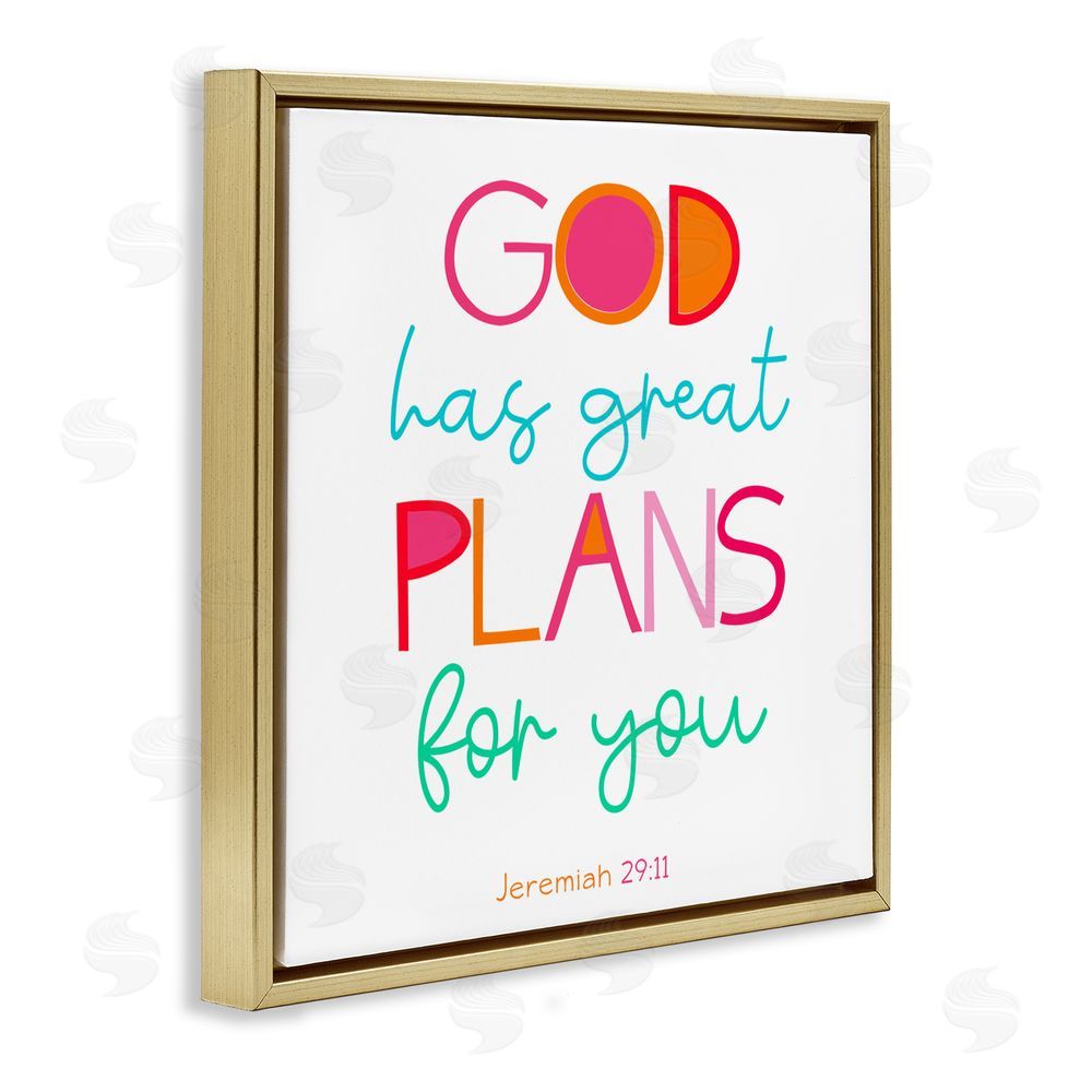 Sundance Graphics Whimsical God's Plans For You Gold Floating Frame Canvas Wall Art Print