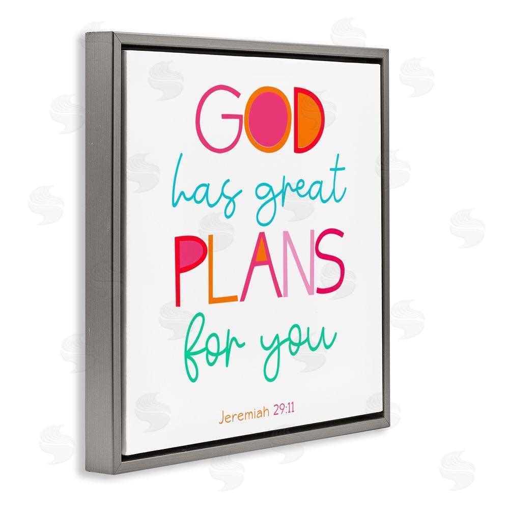 Sundance Graphics Whimsical God's Plans For You Gray Floating Frame Canvas Wall Art Print
