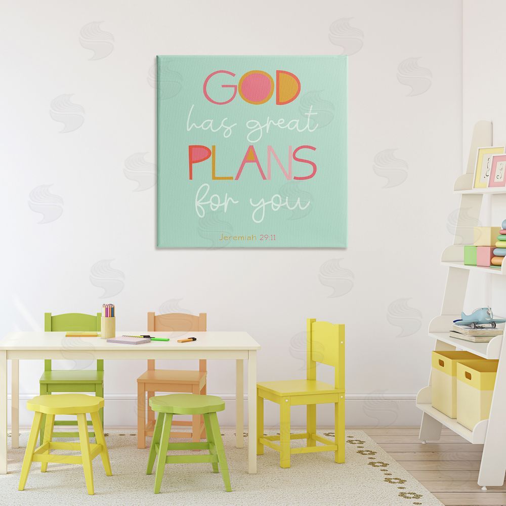 Sundance Graphics Green God's Plans For You Canvas Wall Art Print in Room