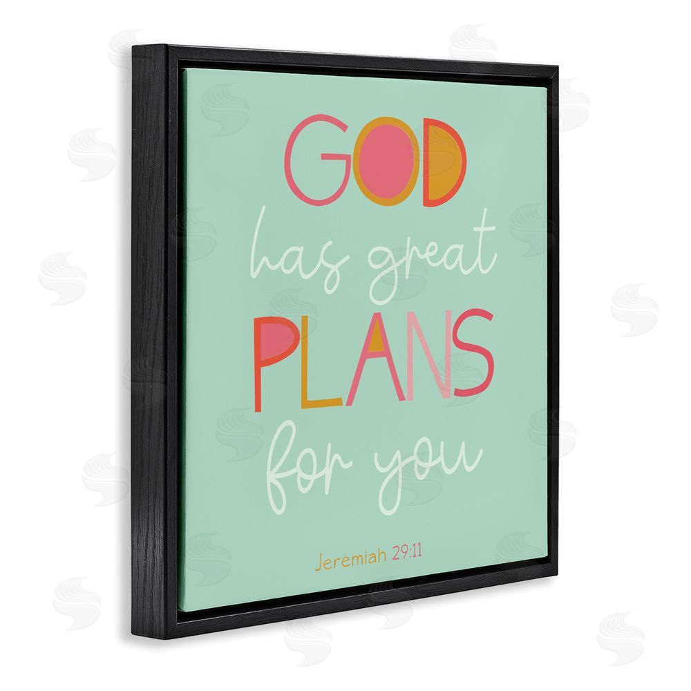 Sundance Graphics Green God's Plans For You Black Floating Frame Canvas Wall Art Print