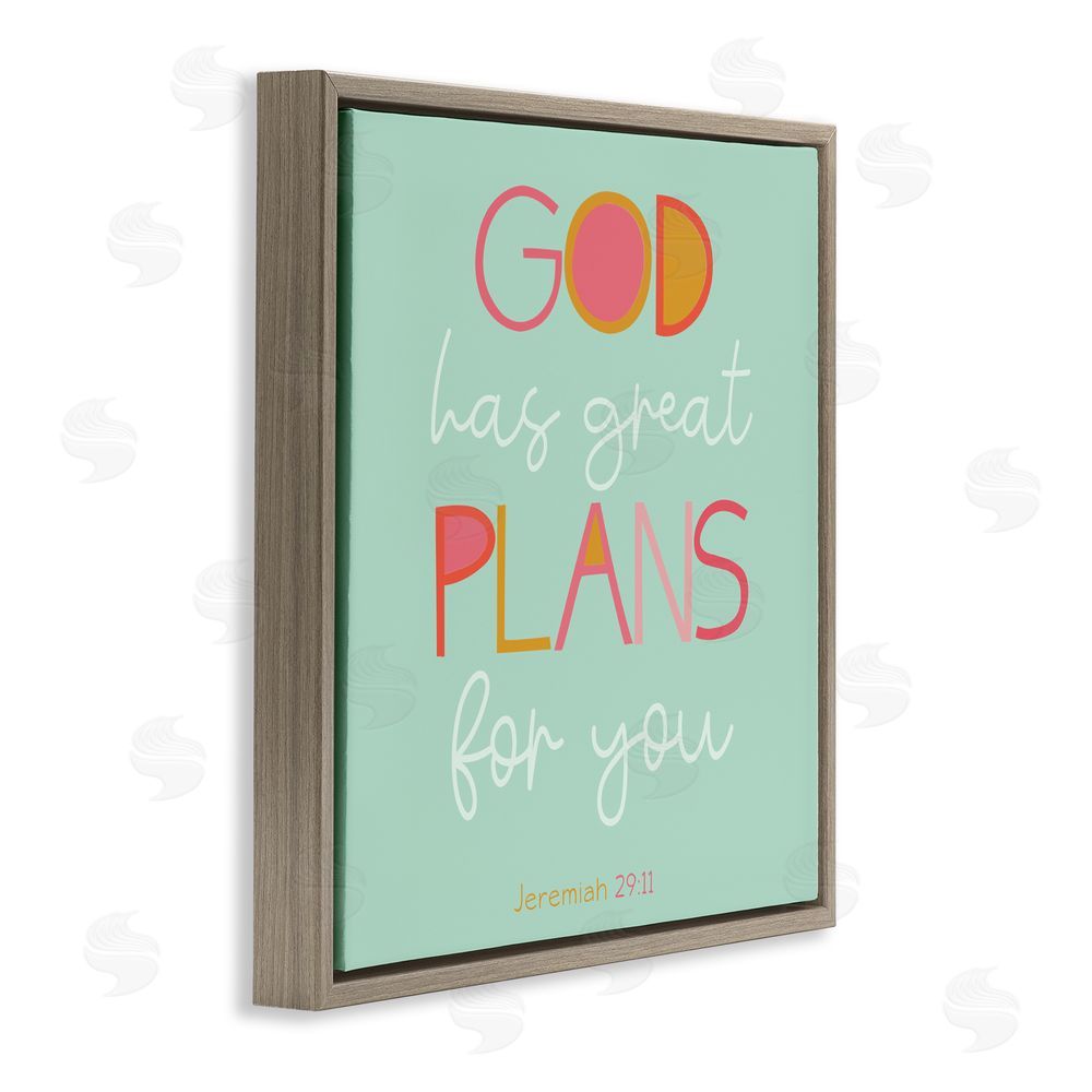 Sundance Graphics Green God's Plans For You Brown Floating Frame Canvas Wall Art Print