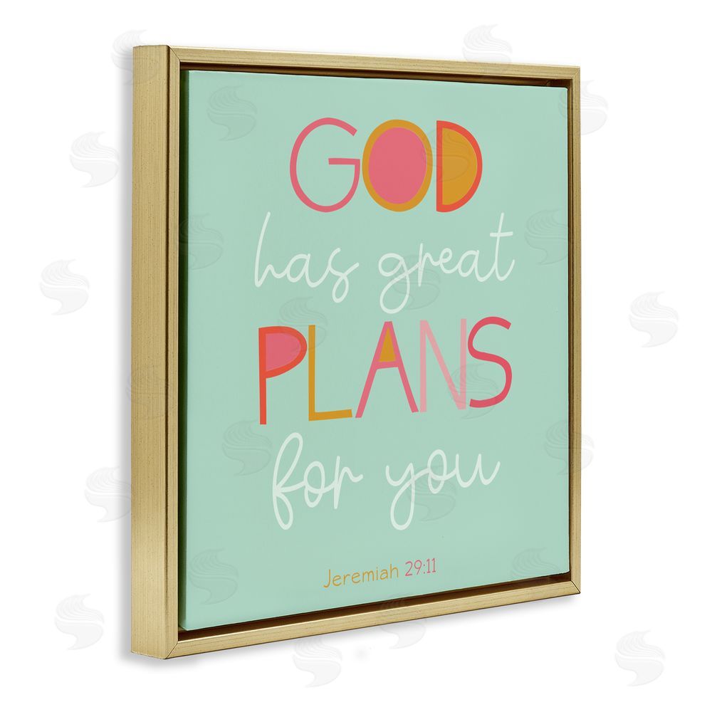 Sundance Graphics Green God's Plans For You Gold Floating Frame Canvas Wall Art Print