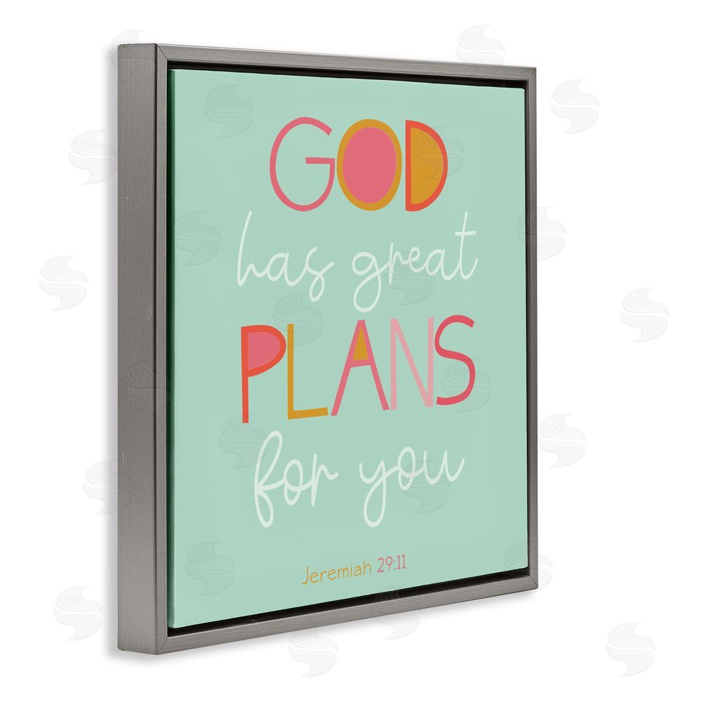Sundance Graphics Green God's Plans For You Gray Floating Frame Canvas Wall Art Print
