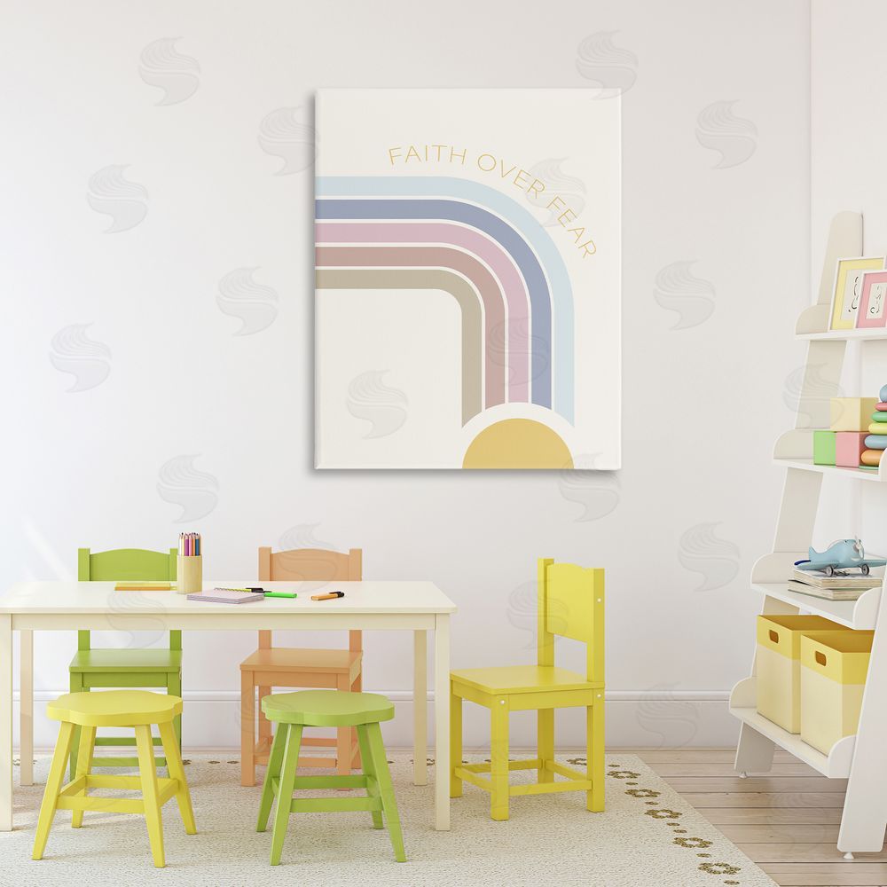 Sundance Graphics Faith Over Fear Rainbow Canvas Wall Art Print in Room