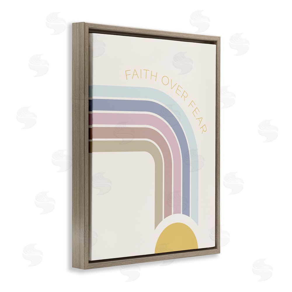 Sundance Graphics Faith Over Fear Rainbow Brown Floating Frame Canvas Wall Art Print