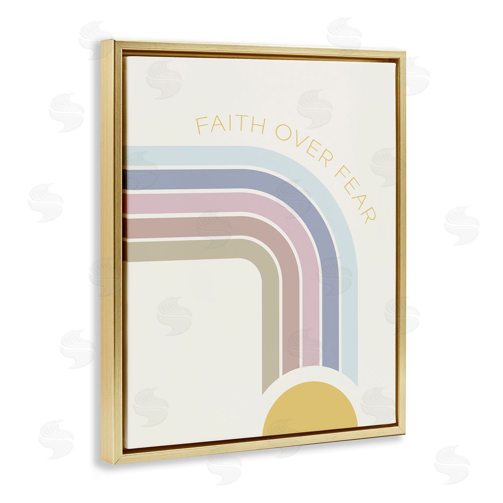 Sundance Graphics Faith Over Fear Rainbow Gold Floating Frame Canvas Wall Art Print