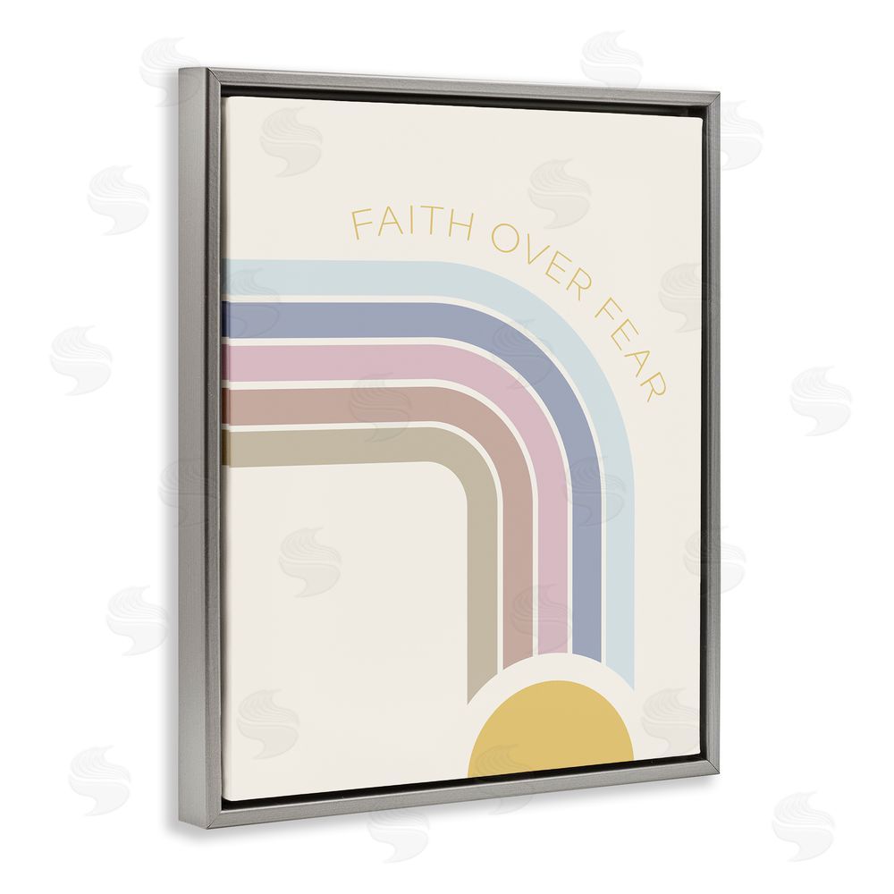 Sundance Graphics Faith Over Fear Rainbow Gray Floating Frame Canvas Wall Art Print