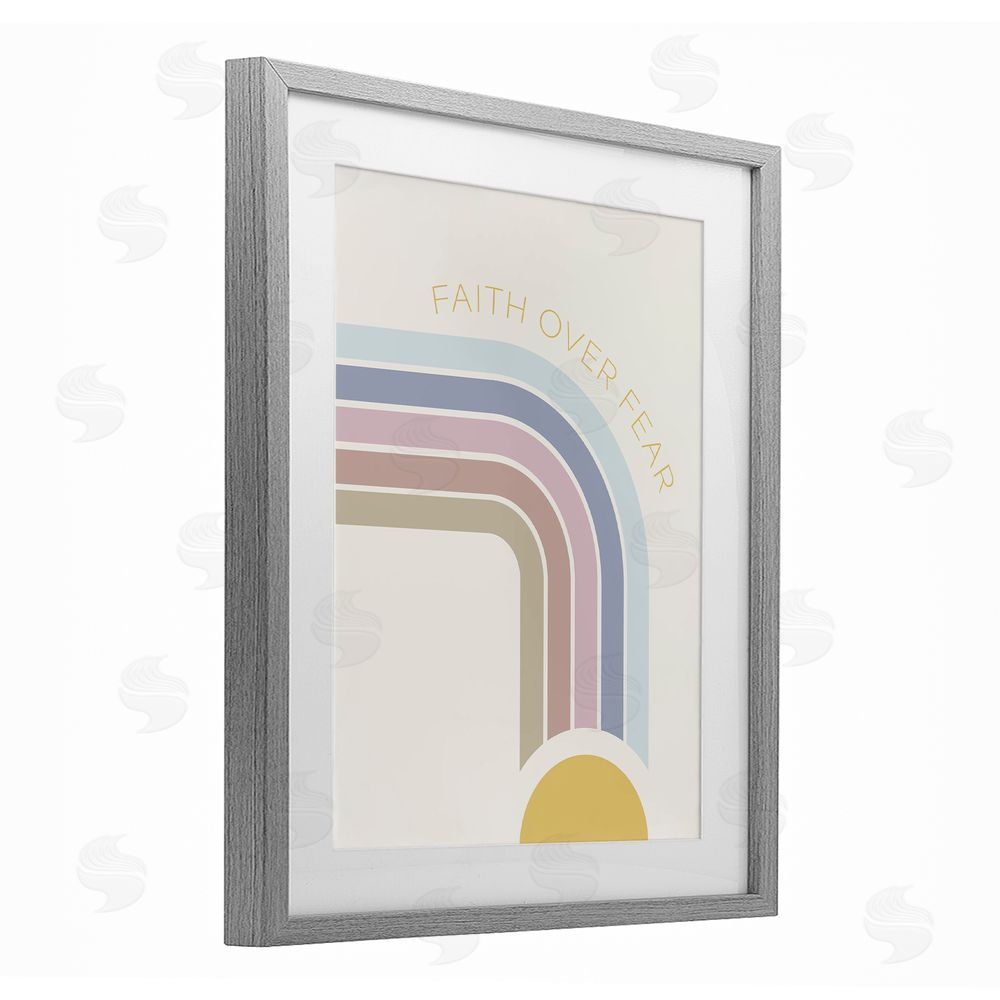 Sundance Graphics Faith Over Fear Rainbow Gray Framed Print Under Glass Wall Art