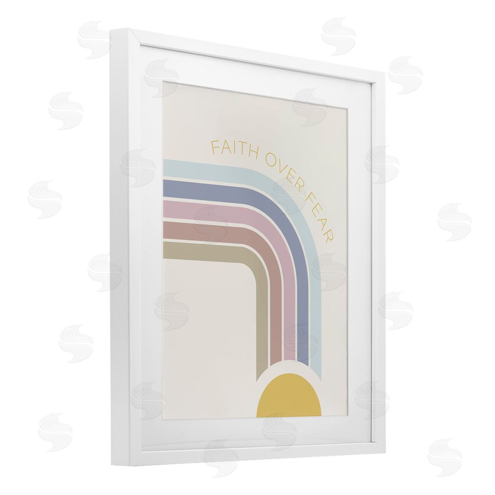 Sundance Graphics Faith Over Fear Rainbow White Framed Print Under Glass Wall Art